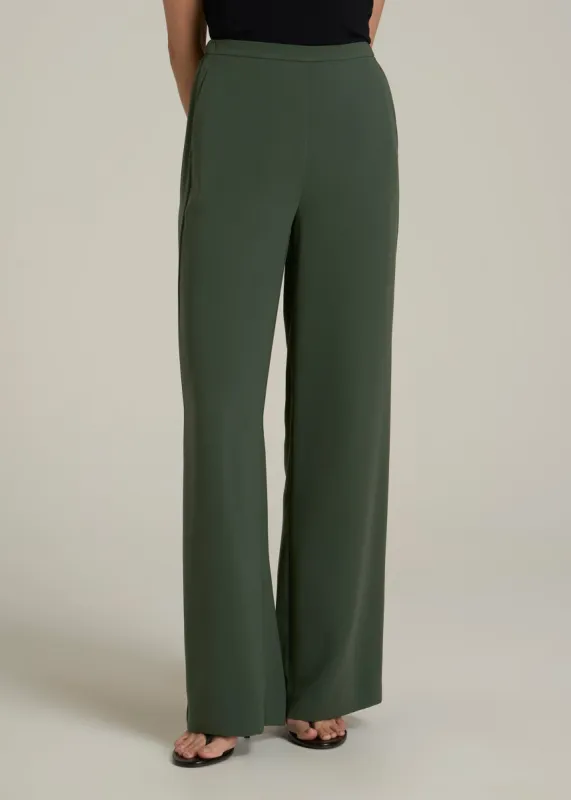 Pull-On Crepe Ultra Wide Pants for Tall Women in Climbing Ivy sold by American Tall