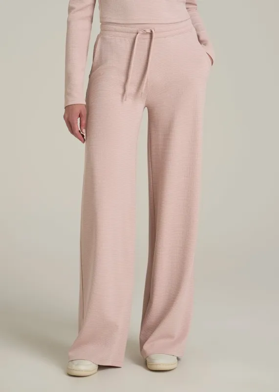 Mid-Rise Waffle Wide-Leg Pants for Tall Women in Desert Rose sold by American Tall