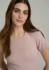 Short Sleeve Crew Neck Ribbed T-Shirt for Tall Women in Desert Rose sold by American Tall