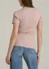 Short Sleeve Crew Neck Ribbed T-Shirt for Tall Women in Desert Rose sold by American Tall