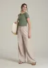 Short Sleeve Crew Neck Ribbed T-Shirt for Tall Women in Dark Seagrass sold by American Tall