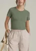 Short Sleeve Crew Neck Ribbed T-Shirt for Tall Women in Dark Seagrass sold by American Tall