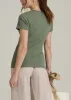 Short Sleeve Crew Neck Ribbed T-Shirt for Tall Women in Dark Seagrass sold by American Tall