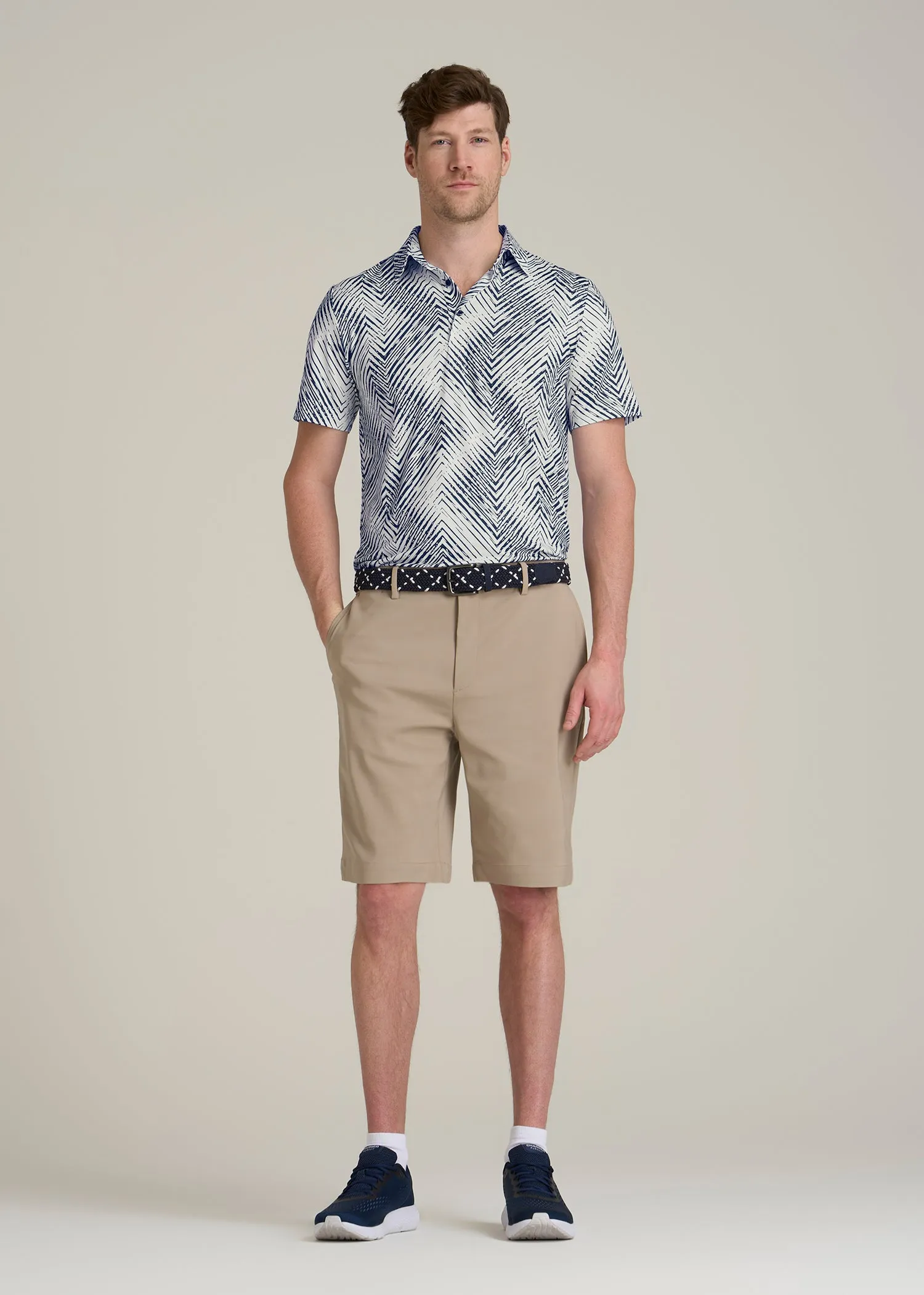 Golf Performance Polo Shirt for Tall Men in Navy Chevron sold by American Tall product image thumbnail 4