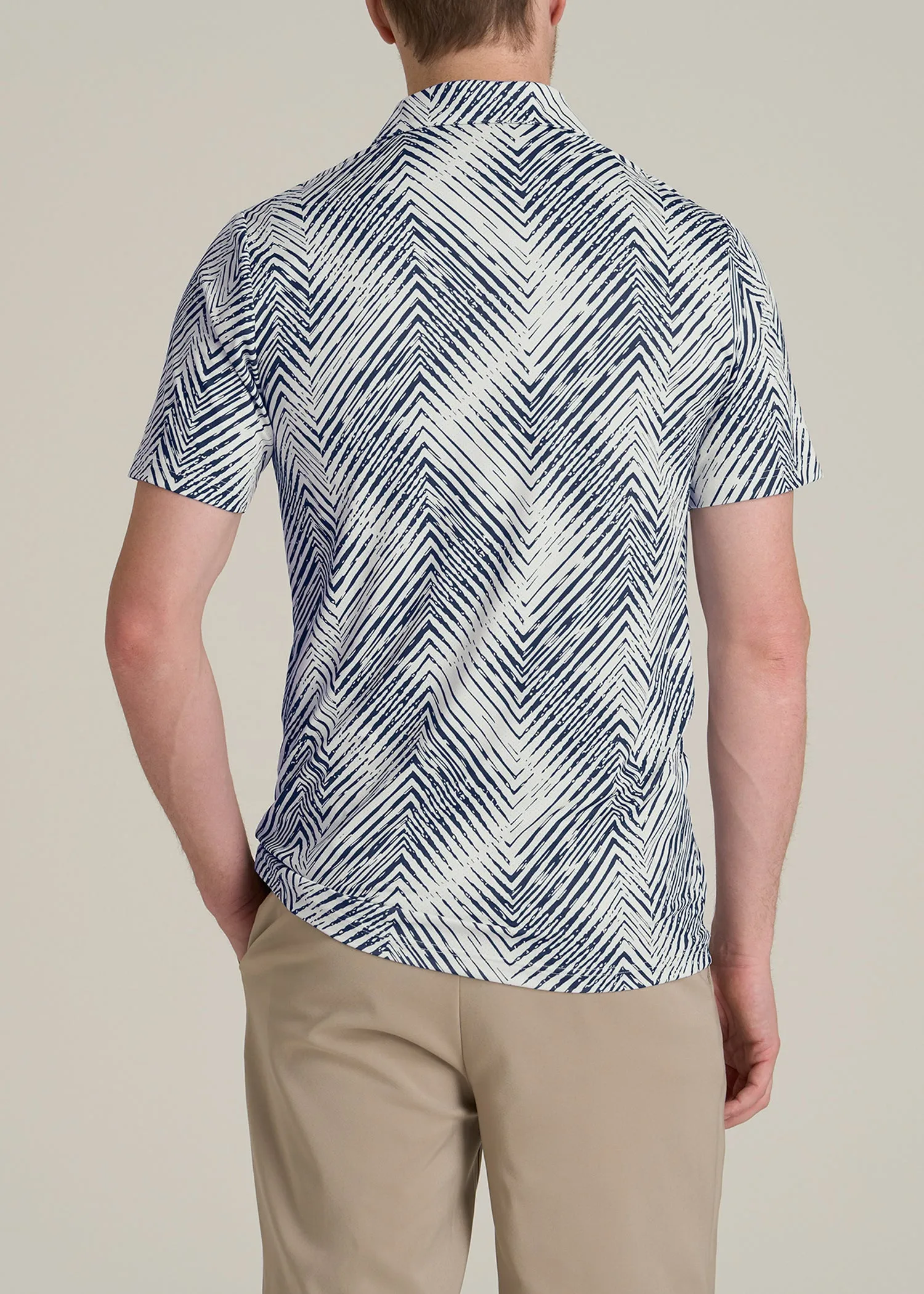 Golf Performance Polo Shirt for Tall Men in Navy Chevron sold by American Tall product image thumbnail 5