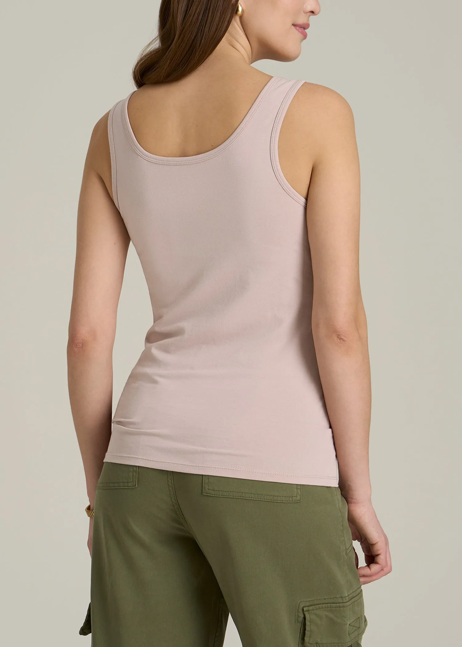 Slim Fit Jersey Tank Top for Tall Women in Desert Rose sold by American Tall product image thumbnail 5