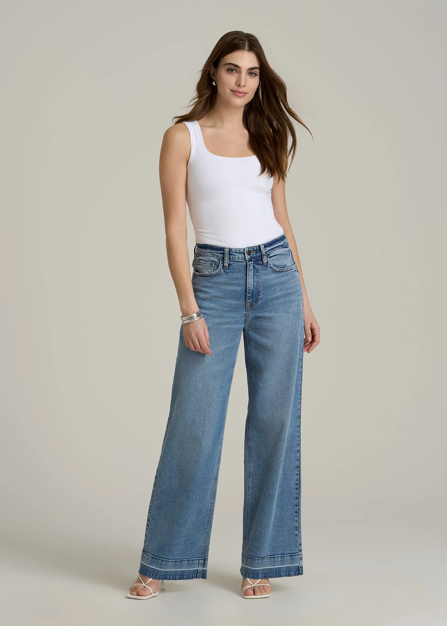 Cotton Blend Square Neck Bodysuit for Tall Women in White sold by American Tall product image thumbnail 4