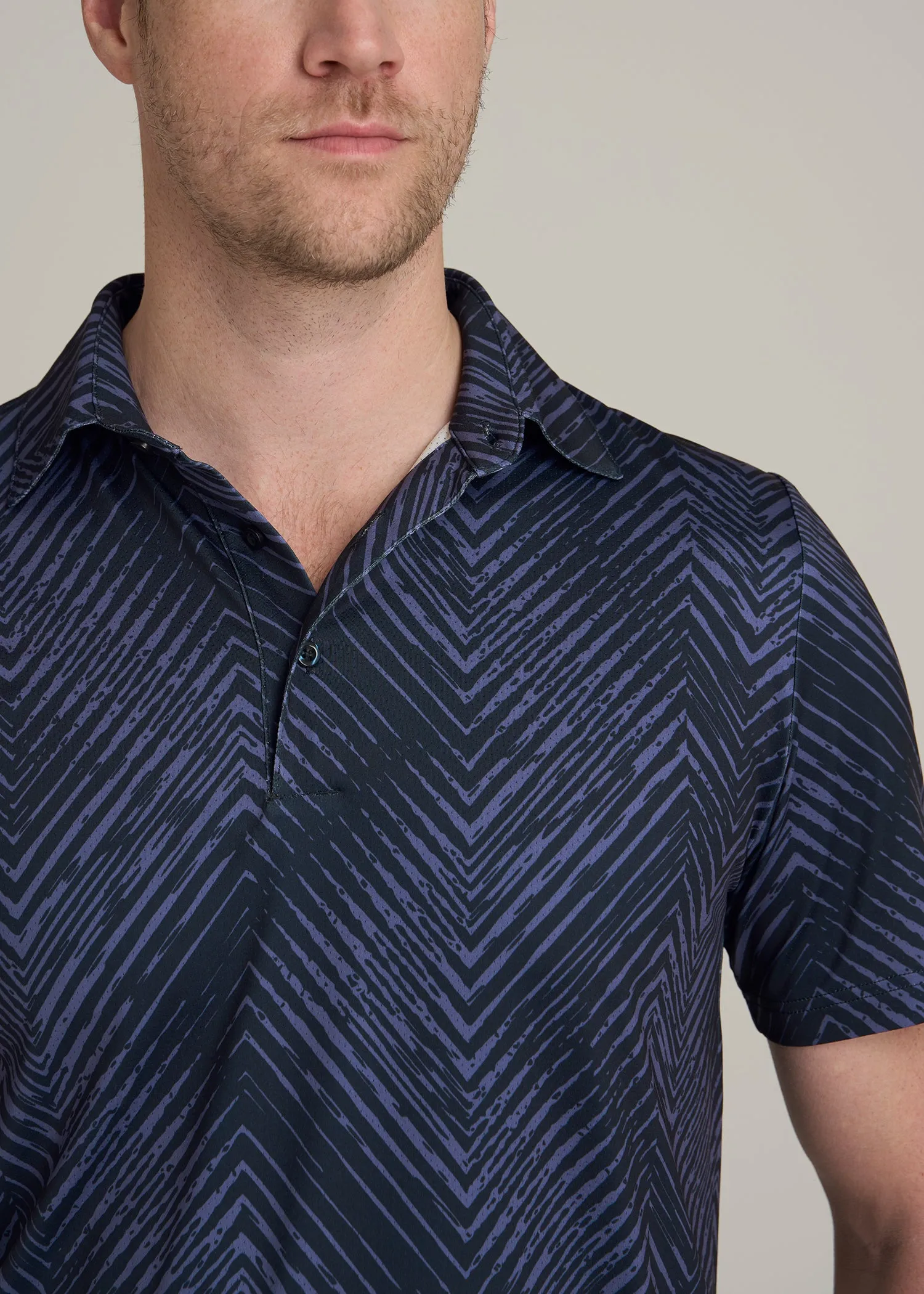 Golf Performance Polo Shirt for Tall Men in Future Dusk Chevron sold by American Tall product image thumbnail 2