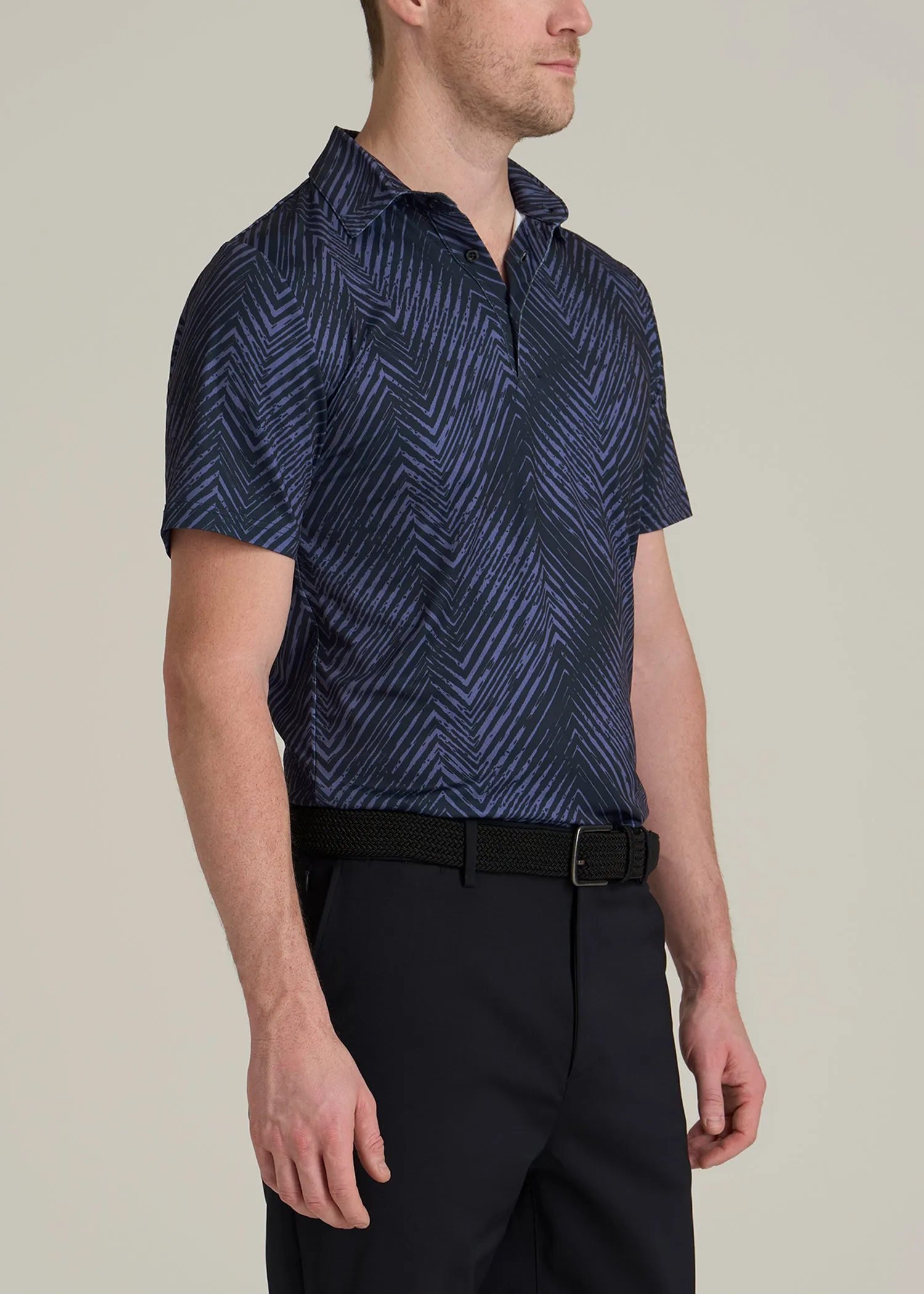 Golf Performance Polo Shirt for Tall Men in Future Dusk Chevron sold by American Tall product image thumbnail 3