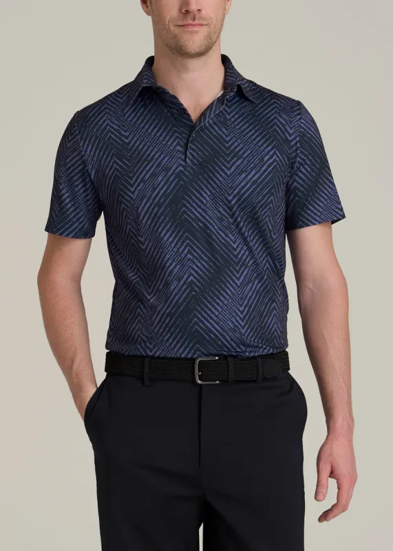 Golf Performance Tall Men's Polo Shirt in Future Dusk Chevron sold by American Tall