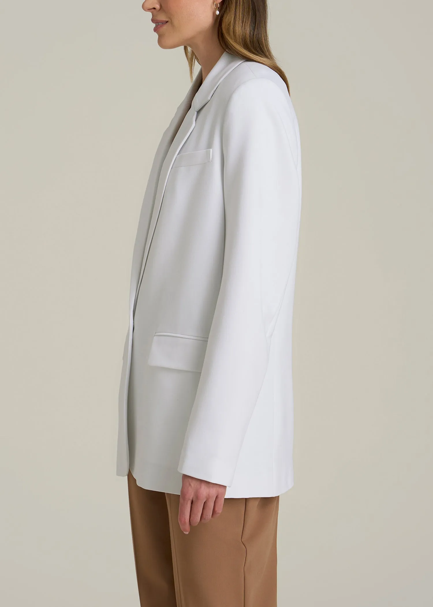 Boyfriend Fit Single-Button Blazer for Tall Women in Optic White sold by American Tall product image thumbnail 3