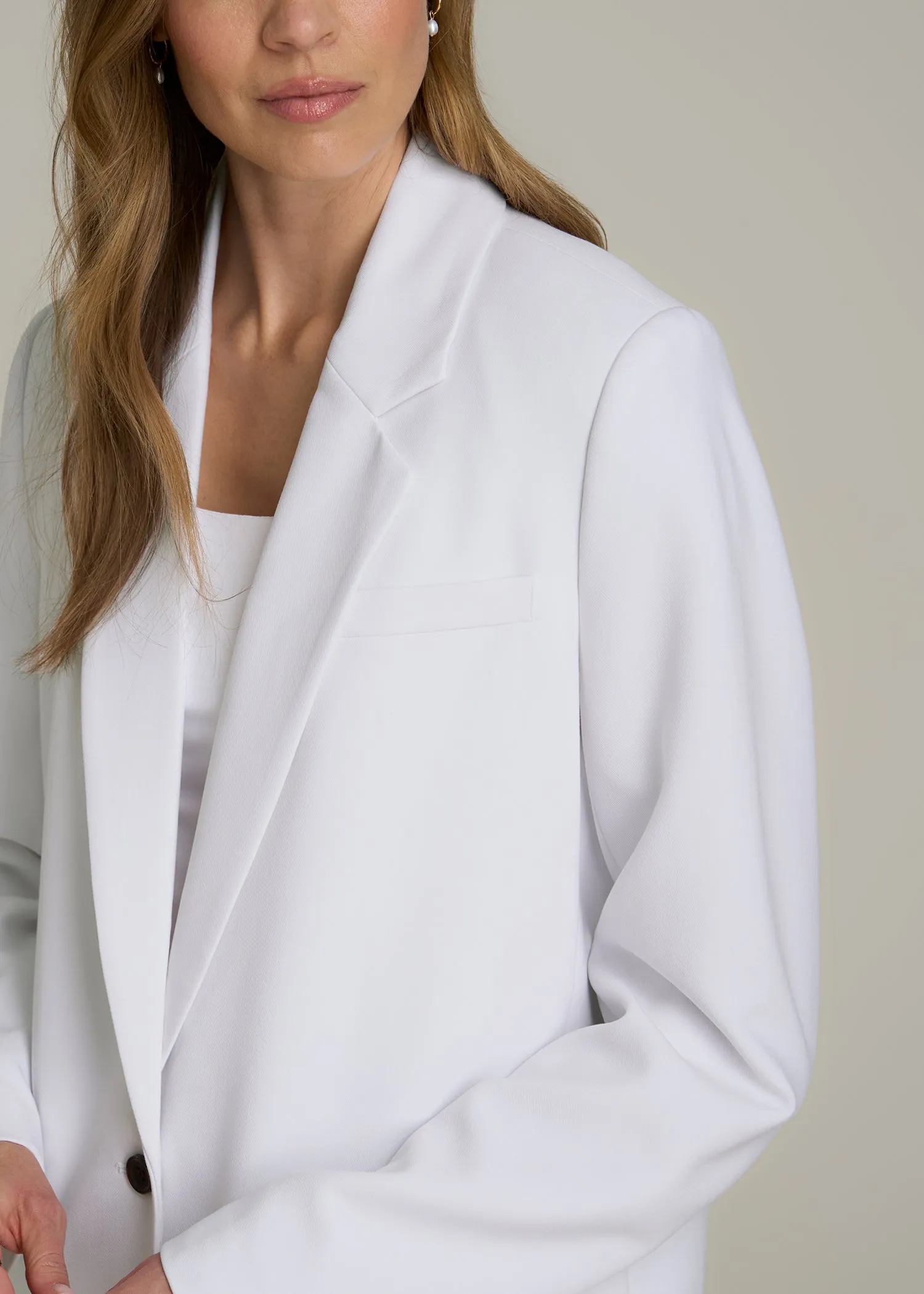 Boyfriend Fit Single-Button Blazer for Tall Women in Optic White sold by American Tall product image thumbnail 2