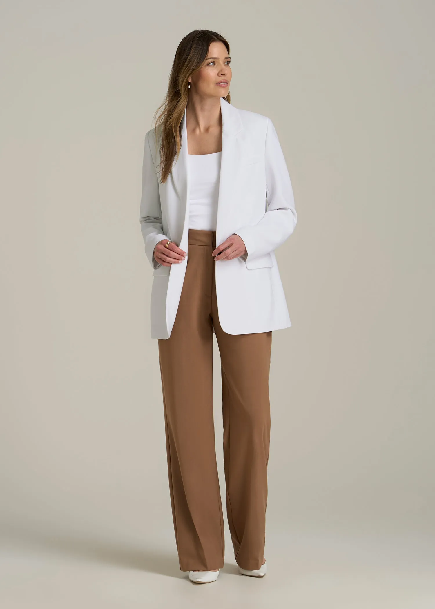 Boyfriend Fit Single-Button Blazer for Tall Women in Optic White sold by American Tall product image thumbnail 4