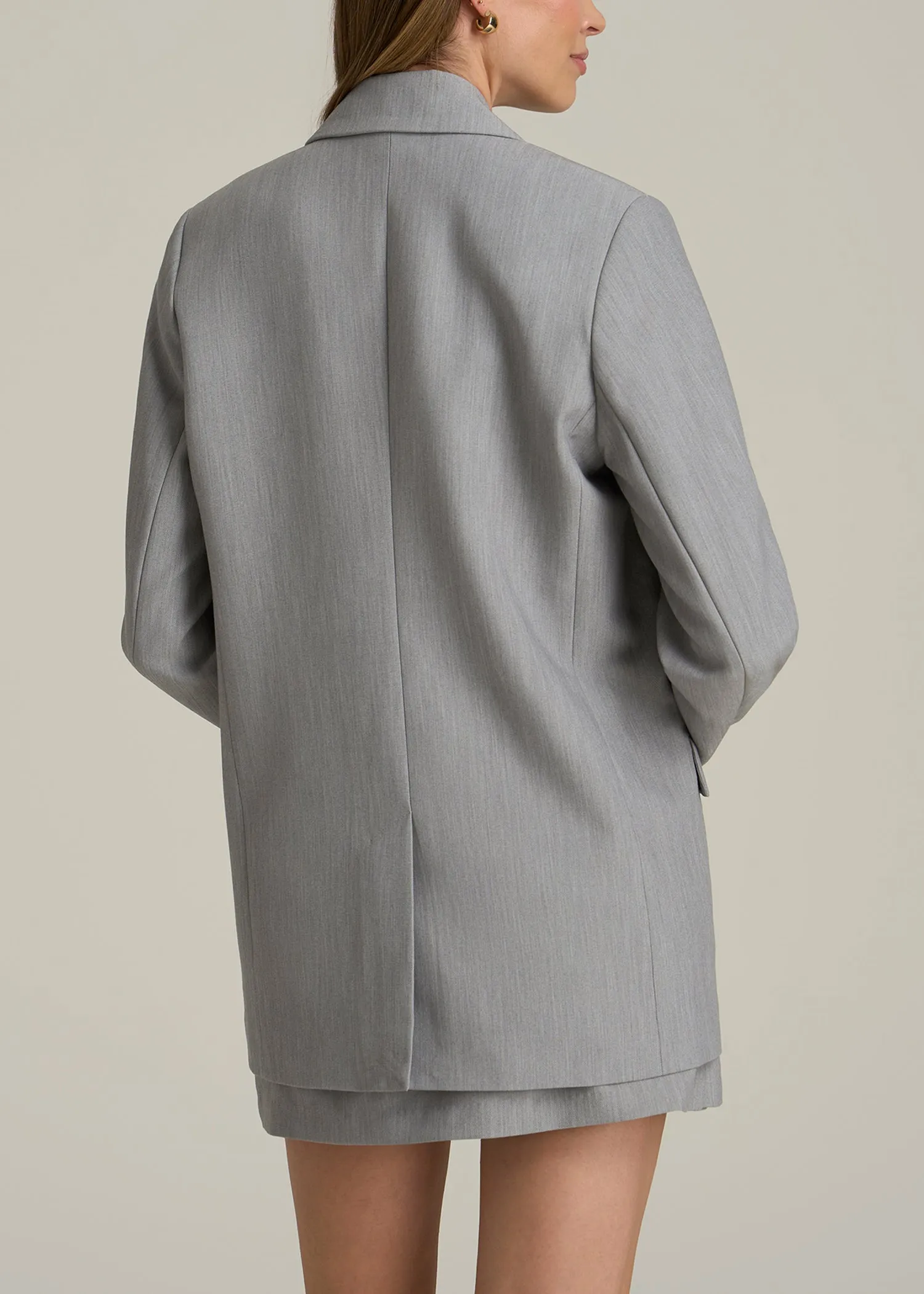 Boyfriend Fit Single-Button Blazer for Tall Women in Ash Grey Mix sold by American Tall product image thumbnail 5