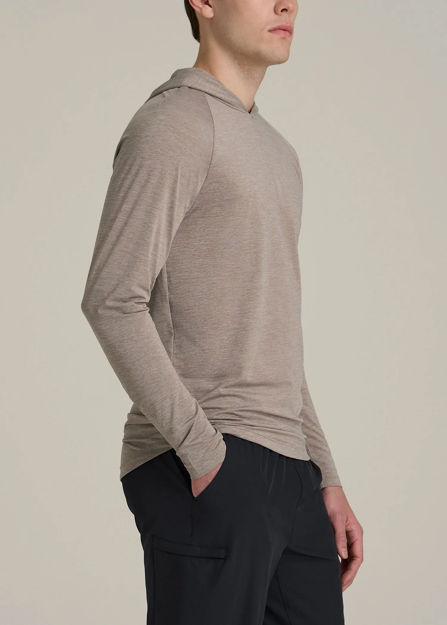 A.T. Performance Training Hoodie for Tall Men in Dark Sand Space Dye sold by American Tall product image thumbnail 3