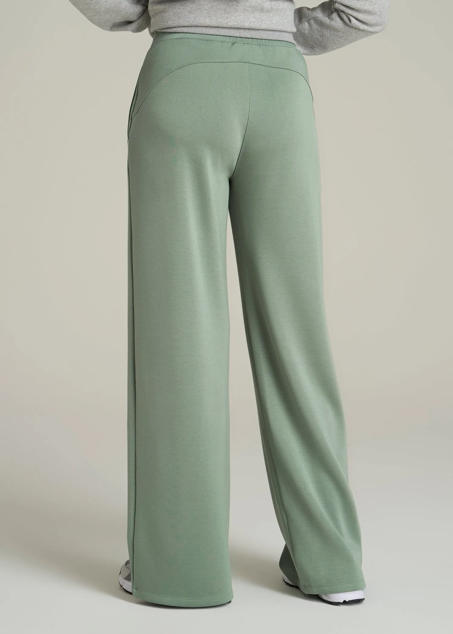 Pull-On Tie Waist Wide Leg Pants for Tall Women in Seagrass sold by American Tall product image thumbnail 5