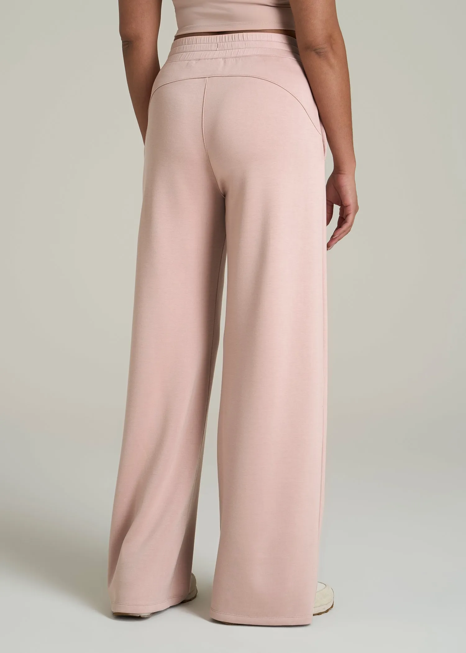 Pull-On Tie Waist Wide Leg Pants for Tall Women in Desert Rose sold by American Tall product image thumbnail 5