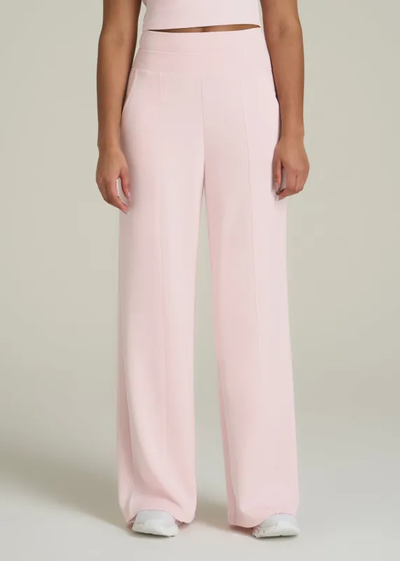 Soft Motion Wide Leg Ultra High Rise Pant for Tall Women in Barely Pink sold by American Tall