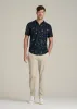 Coastal Perforated Tall Men's Polo Shirt in Black and Violet Floral sold by American Tall