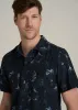 Coastal Perforated Tall Men's Polo Shirt in Black and Violet Floral sold by American Tall