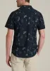Coastal Perforated Tall Men's Polo Shirt in Black and Violet Floral sold by American Tall