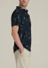 Coastal Perforated Tall Men's Polo Shirt in Black and Violet Floral sold by American Tall