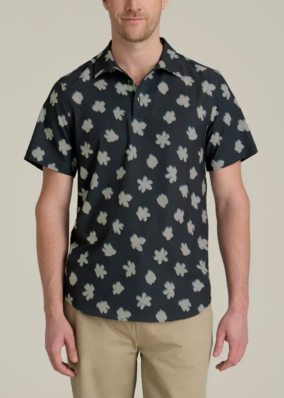 Coastal Perforated Tall Men's Polo Shirt in Navy and Bone Floral sold by American Tall