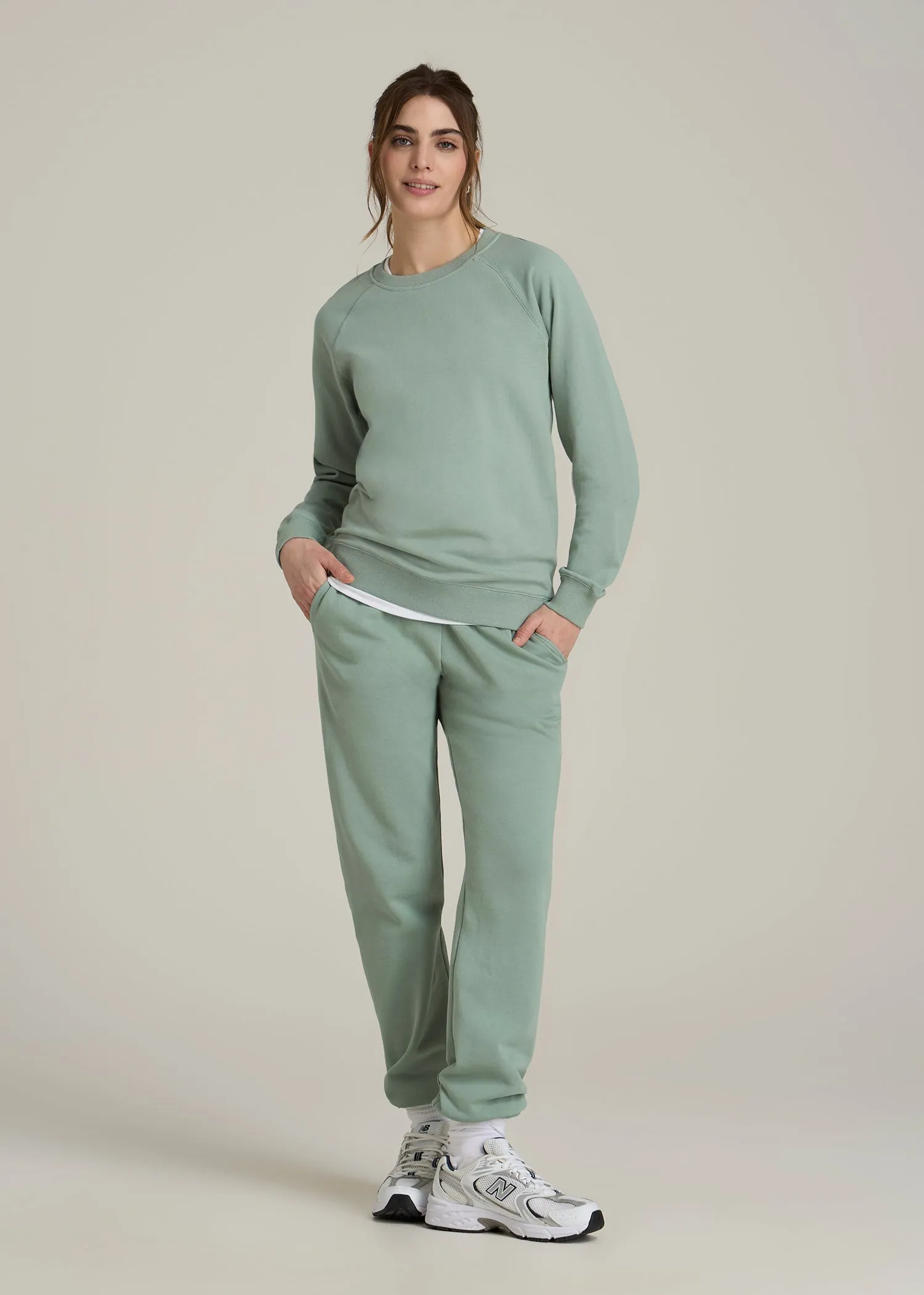 Wearever French Terry Crewneck Sweatshirt for Tall Women in Seagrass sold by American Tall product image thumbnail 4