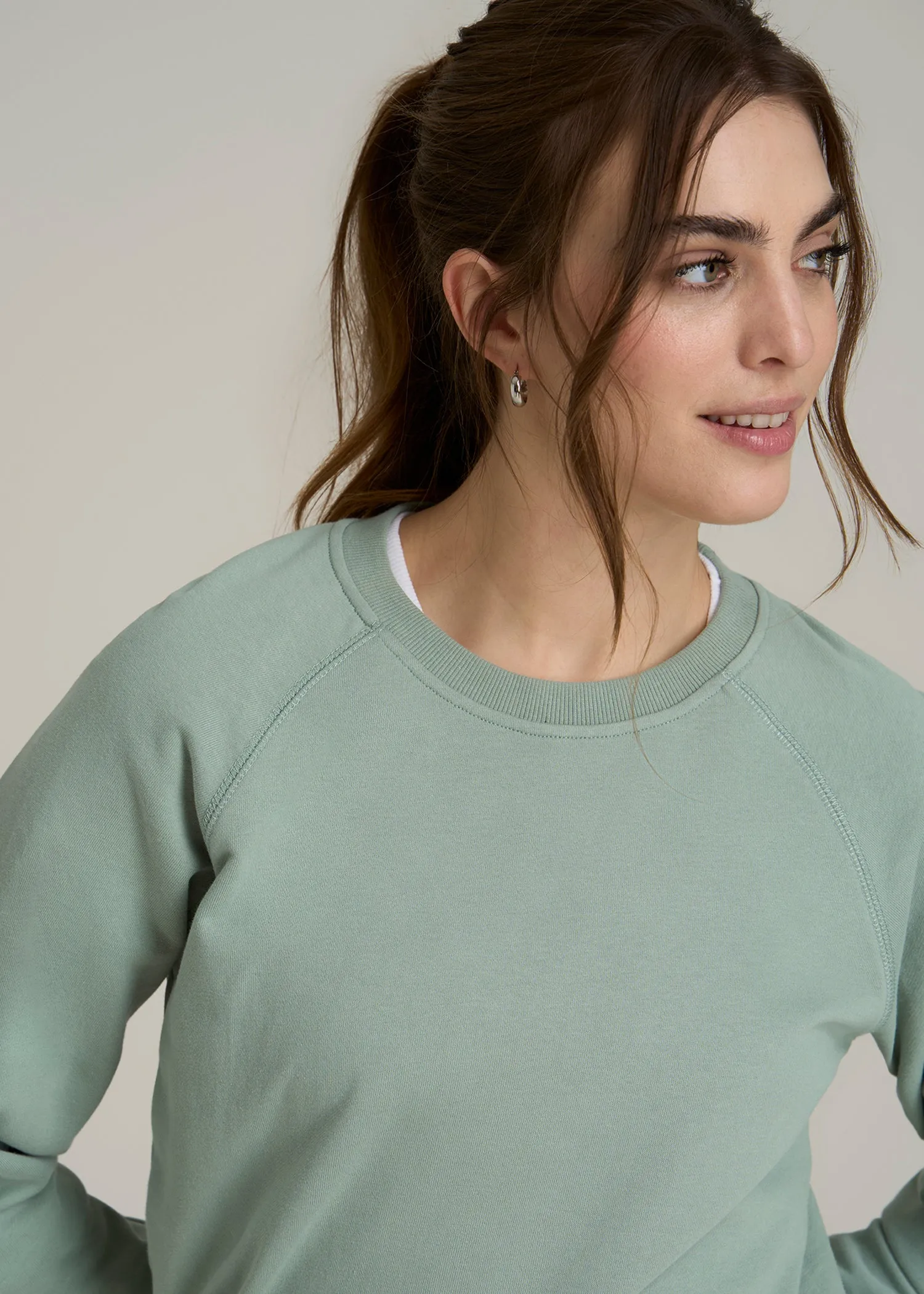 Wearever French Terry Crewneck Sweatshirt for Tall Women in Seagrass sold by American Tall product image thumbnail 2