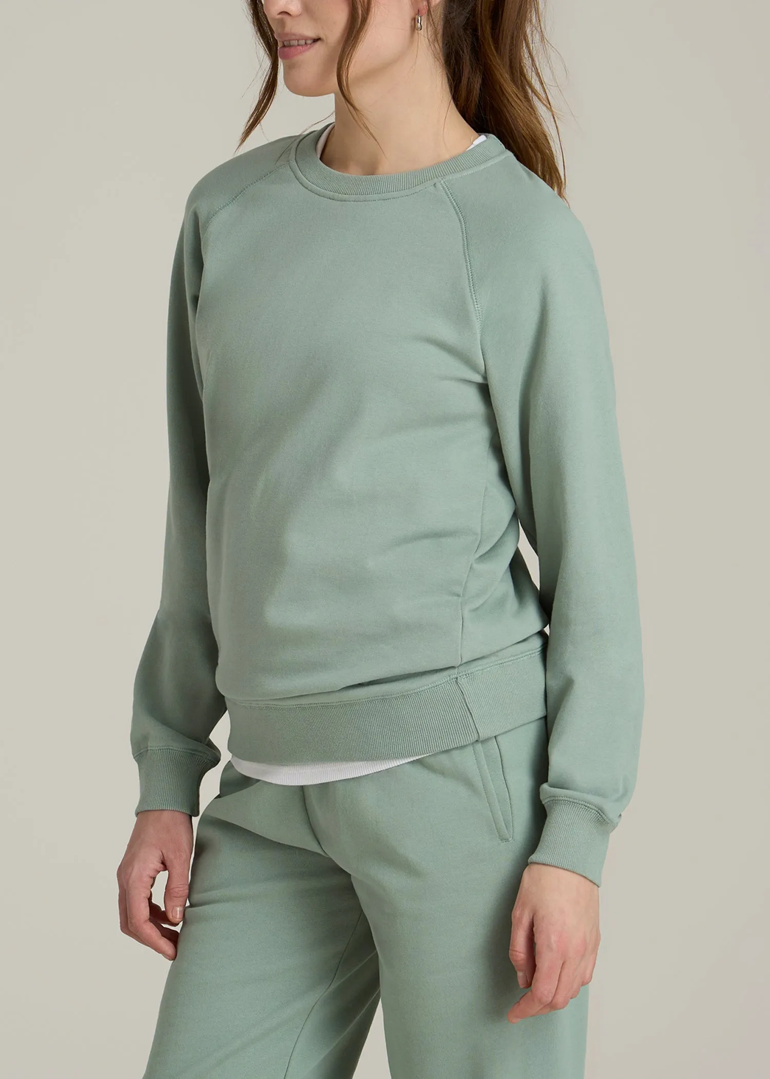 Wearever French Terry Crewneck Sweatshirt for Tall Women in Seagrass sold by American Tall product image thumbnail 3