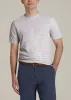Linen Crewneck T-Shirt for Tall Men in Grey and White Mini Stripe sold by American Tall