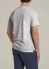Linen Crewneck T-Shirt for Tall Men in Grey and White Mini Stripe sold by American Tall