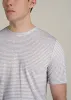 Linen Crewneck T-Shirt for Tall Men in Grey and White Mini Stripe sold by American Tall