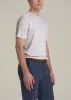 Linen Crewneck T-Shirt for Tall Men in Grey and White Mini Stripe sold by American Tall