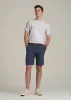 Linen Crewneck T-Shirt for Tall Men in Grey and White Mini Stripe sold by American Tall