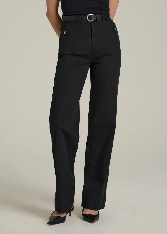 Stretch Twill Wide Leg Pant for Tall Women in Black sold by American Tall