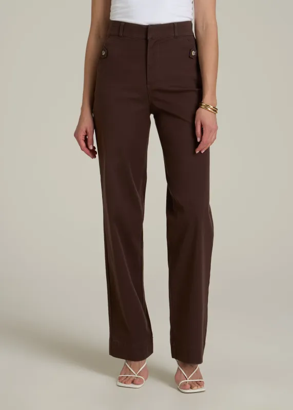 Stretch Twill Wide Leg Pant for Tall Women in Espresso sold by American Tall