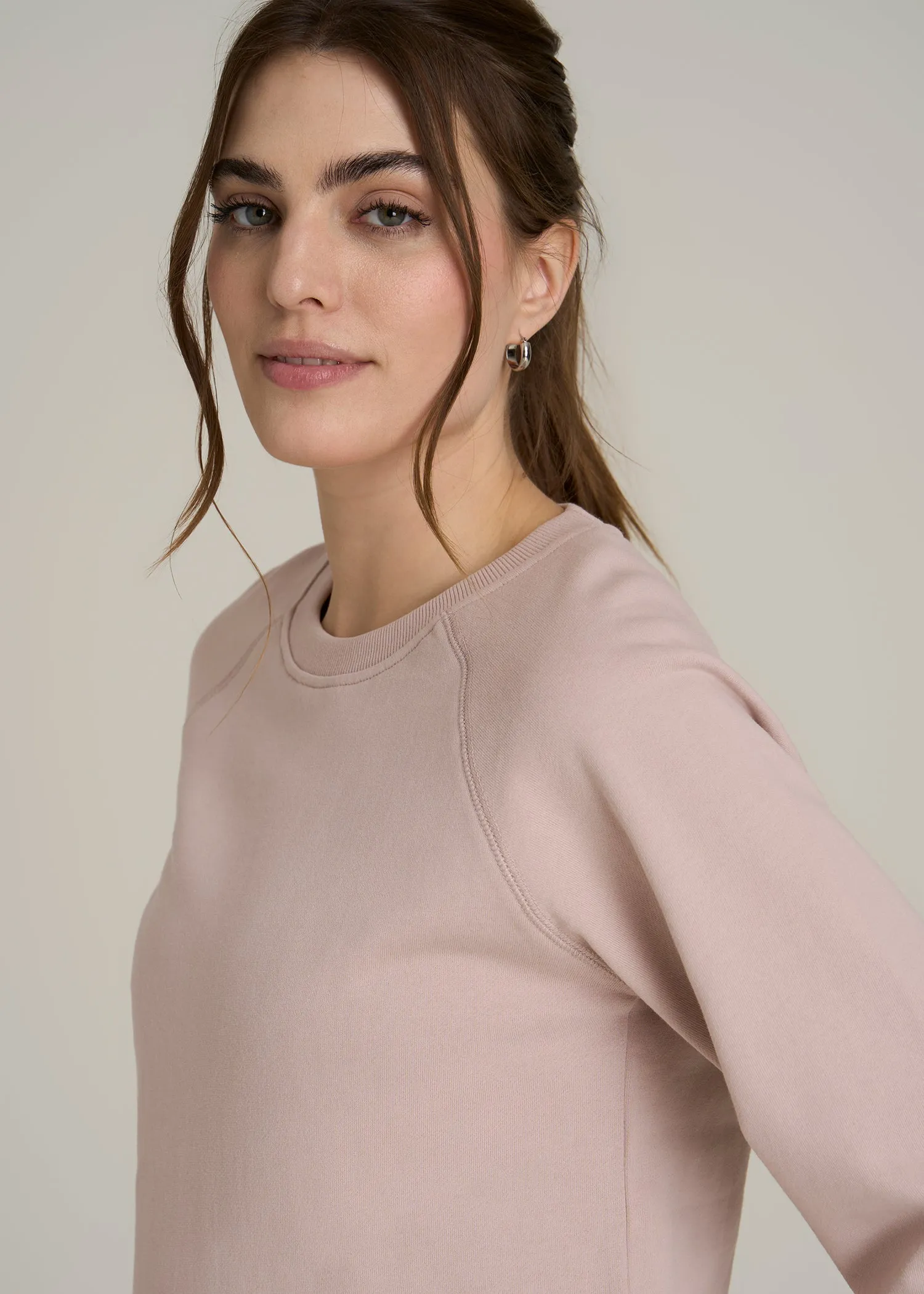 Wearever French Terry Crewneck Sweatshirt for Tall Women in Desert Rose sold by American Tall product image thumbnail 2