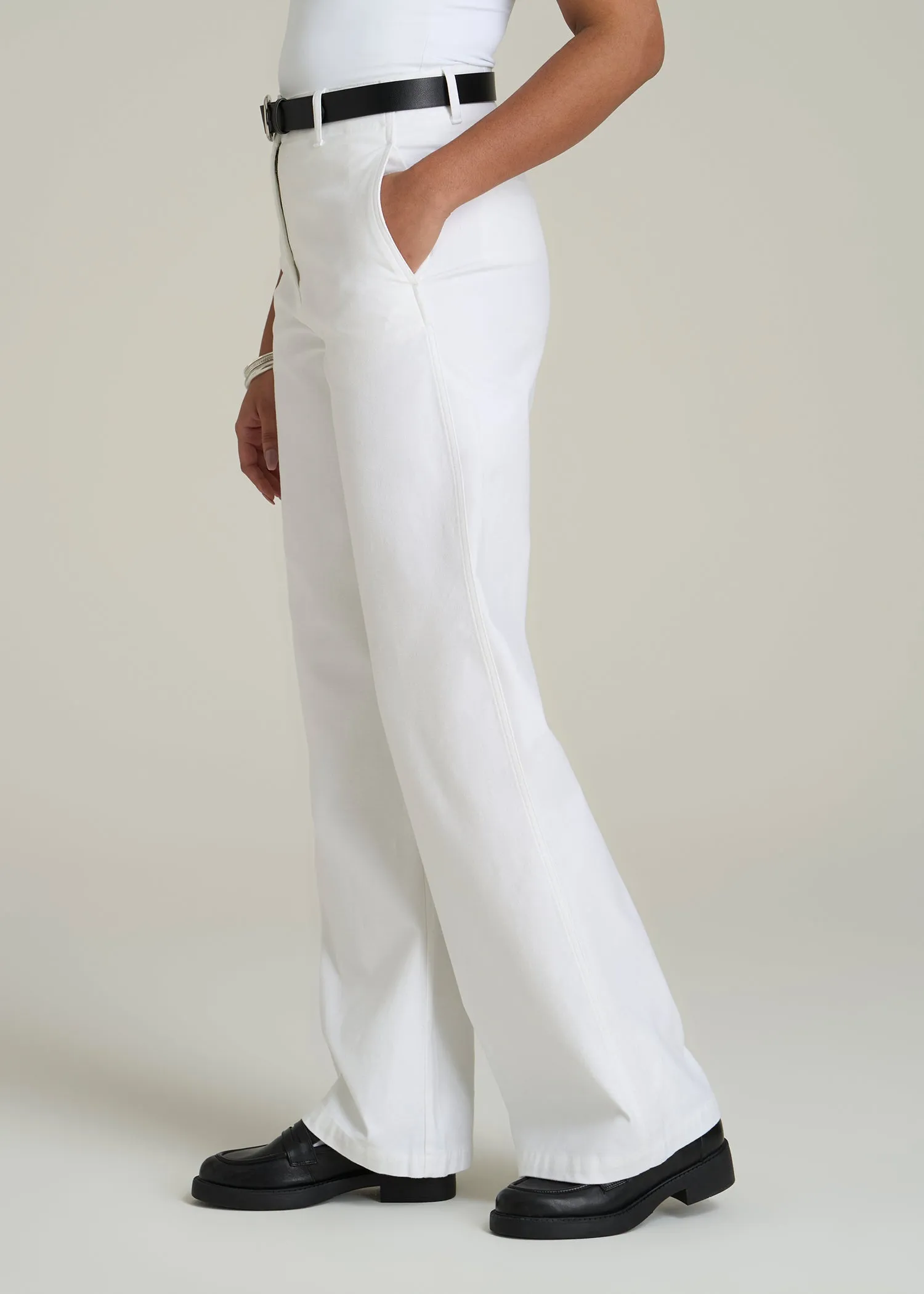 High Rise Wide Leg Flat Front Chino in White sold by American Tall product image thumbnail 3