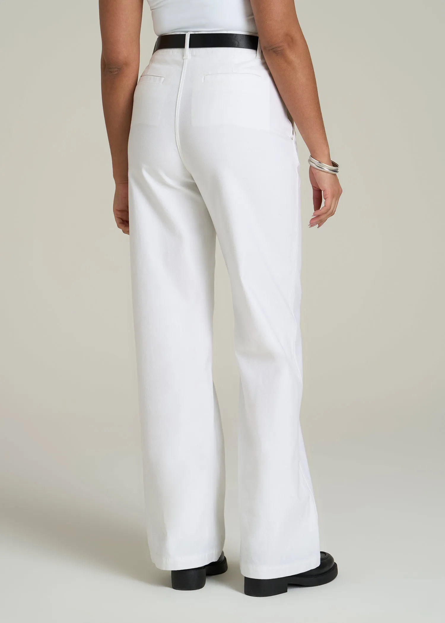 High Rise Wide Leg Flat Front Chino in White sold by American Tall product image thumbnail 5