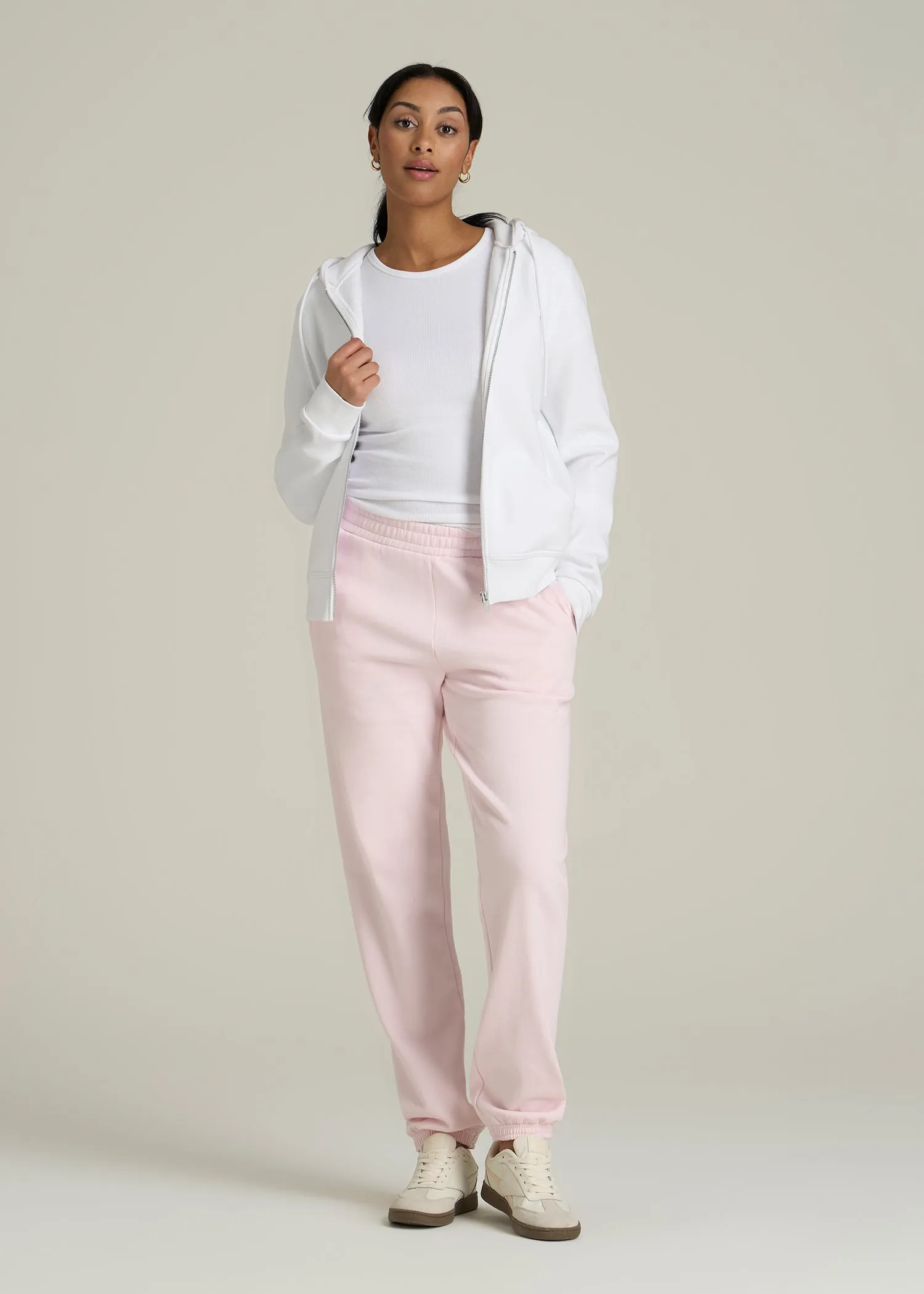 Wearever Fleece Full-Zip Hoodie for Tall Women in Optic White sold by American Tall product image thumbnail 4