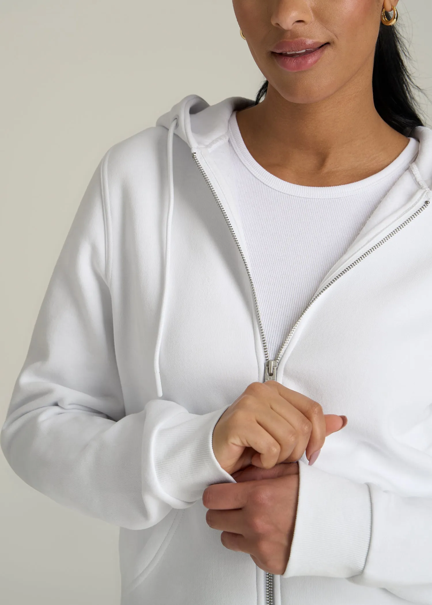Wearever Fleece Full-Zip Hoodie for Tall Women in Optic White sold by American Tall product image thumbnail 2