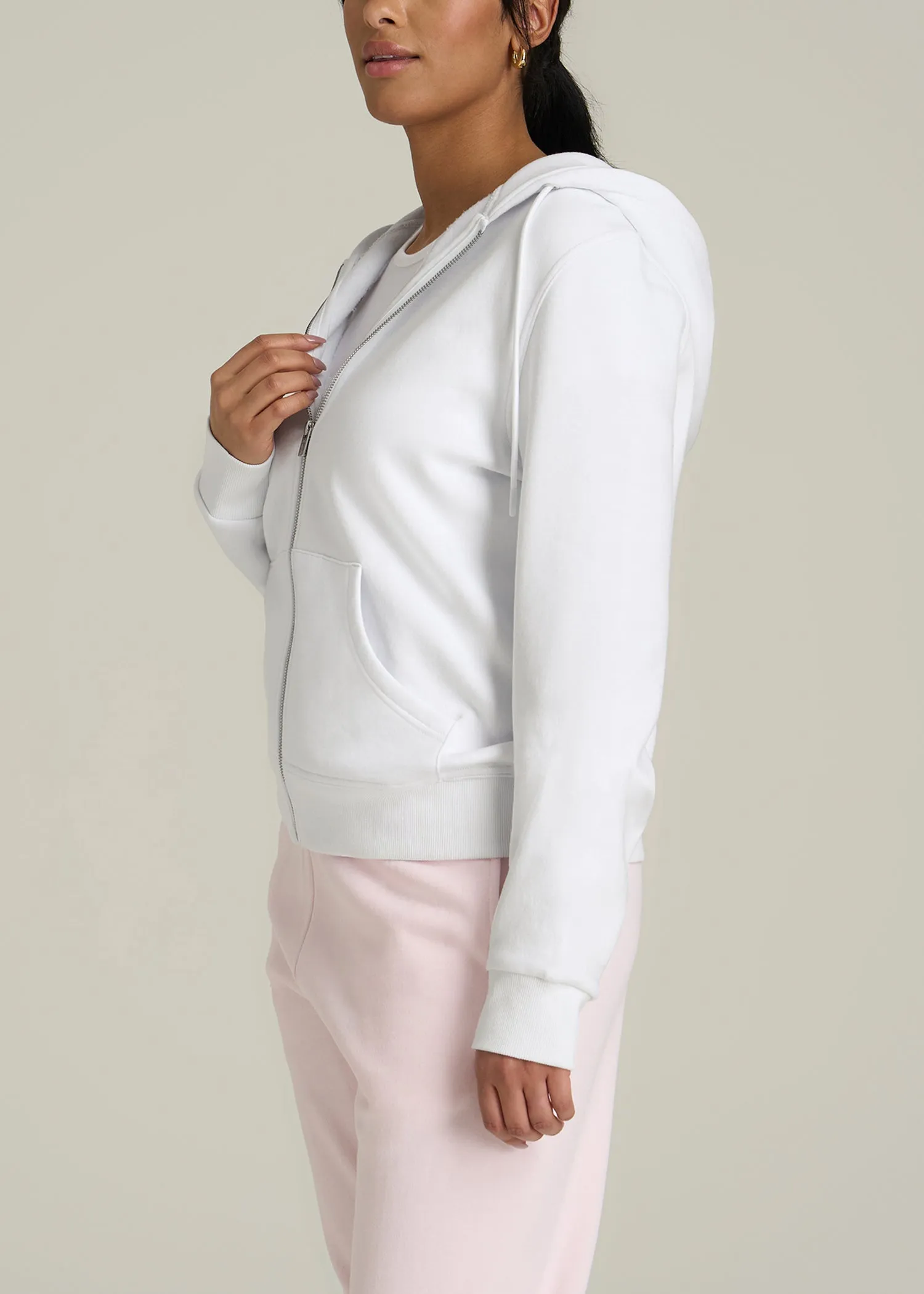 Wearever Fleece Full-Zip Hoodie for Tall Women in Optic White sold by American Tall product image thumbnail 3