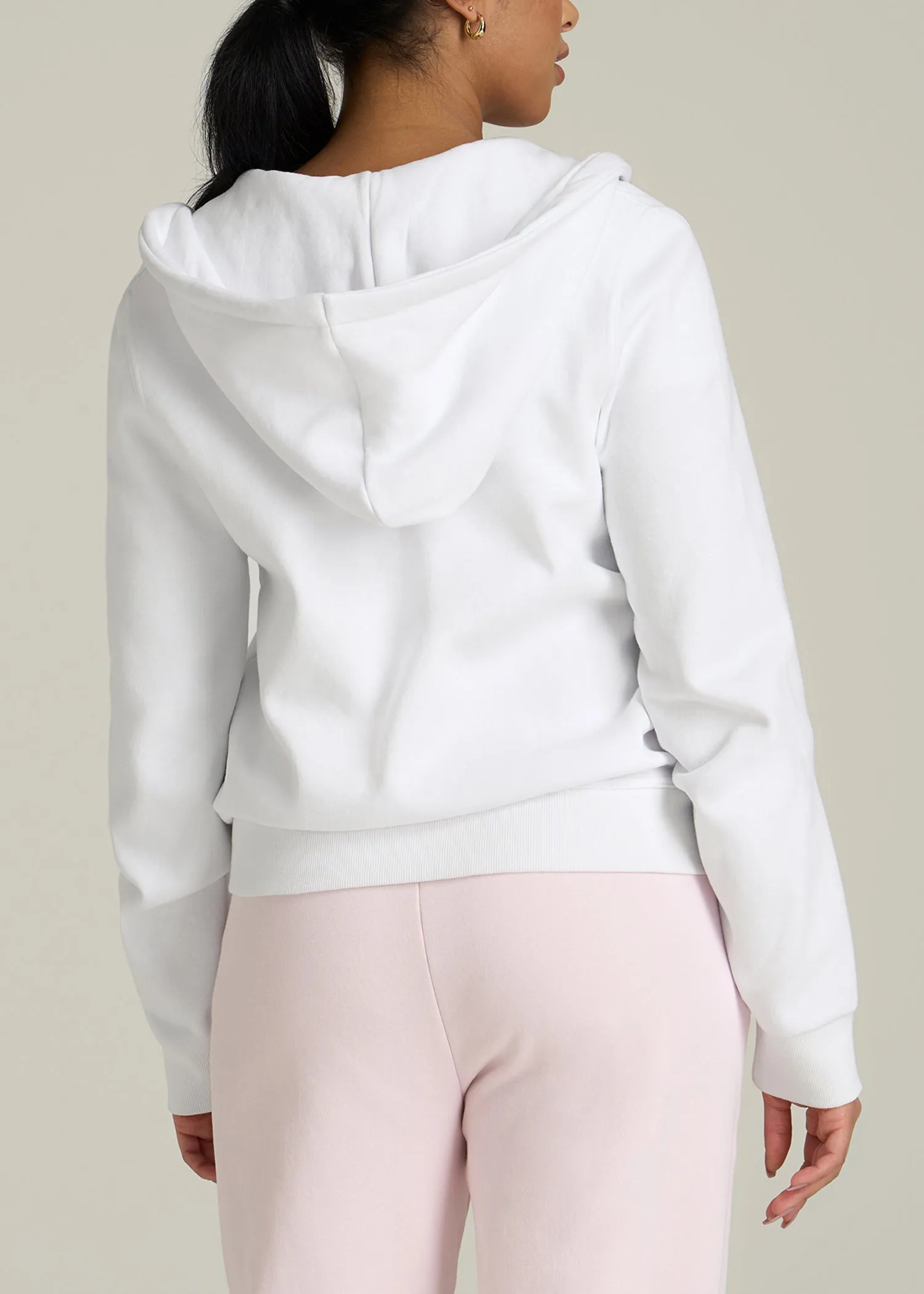 Wearever Fleece Full-Zip Hoodie for Tall Women in Optic White sold by American Tall product image thumbnail 5