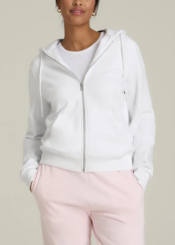 Wearever Fleece Full-Zip Hoodie for Tall Women in Optic White sold by American Tall