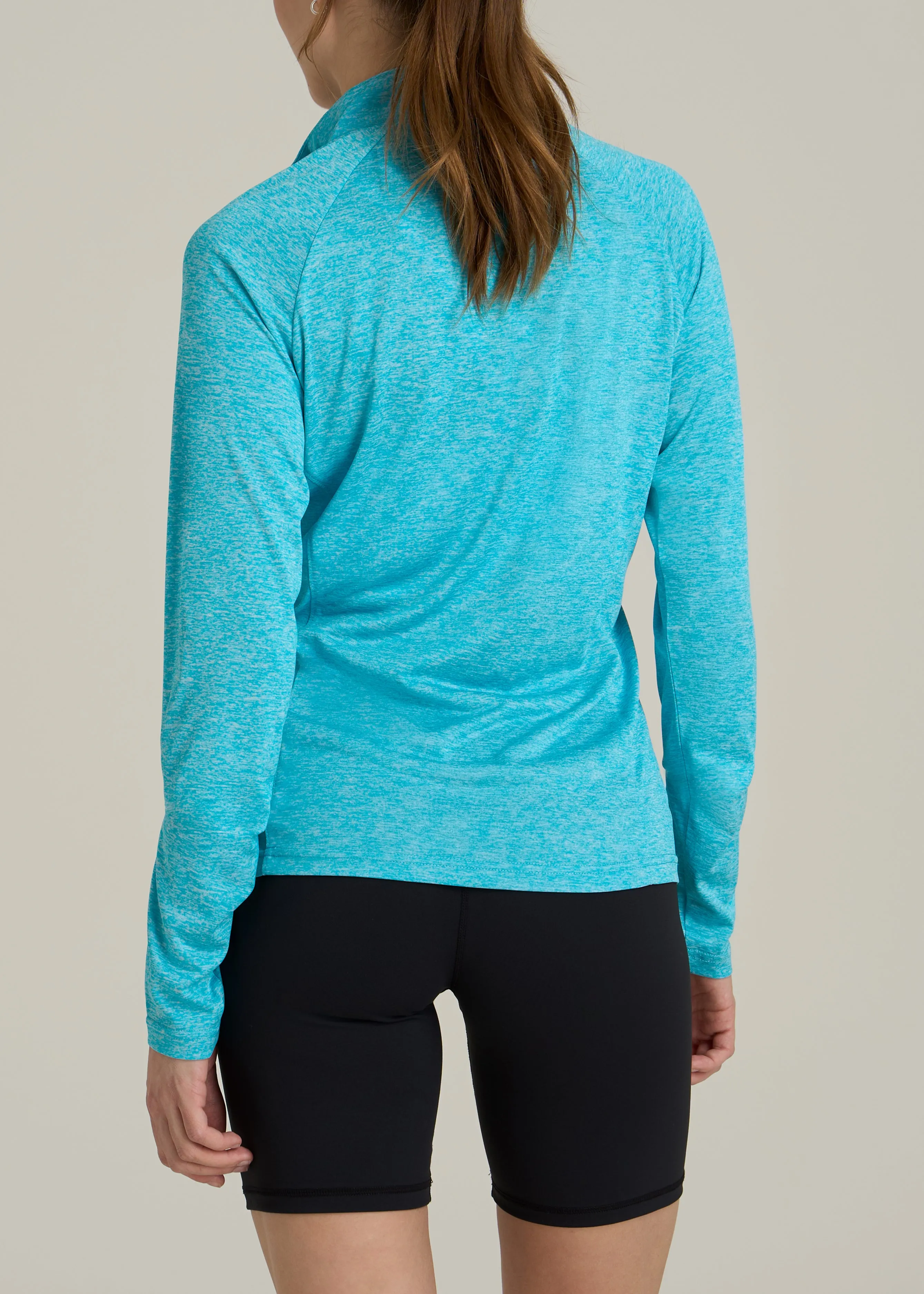 Long Sleeve Active Half-Zip Pullover Jacket for Tall Women in Scuba Blue Mix sold by American Tall product image thumbnail 5