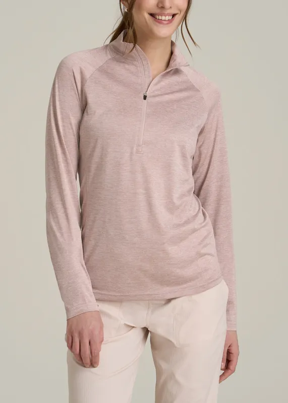Long Sleeve Active Half Zip Pullover Tall Women's Jacket in Desert Rose Mix sold by American Tall