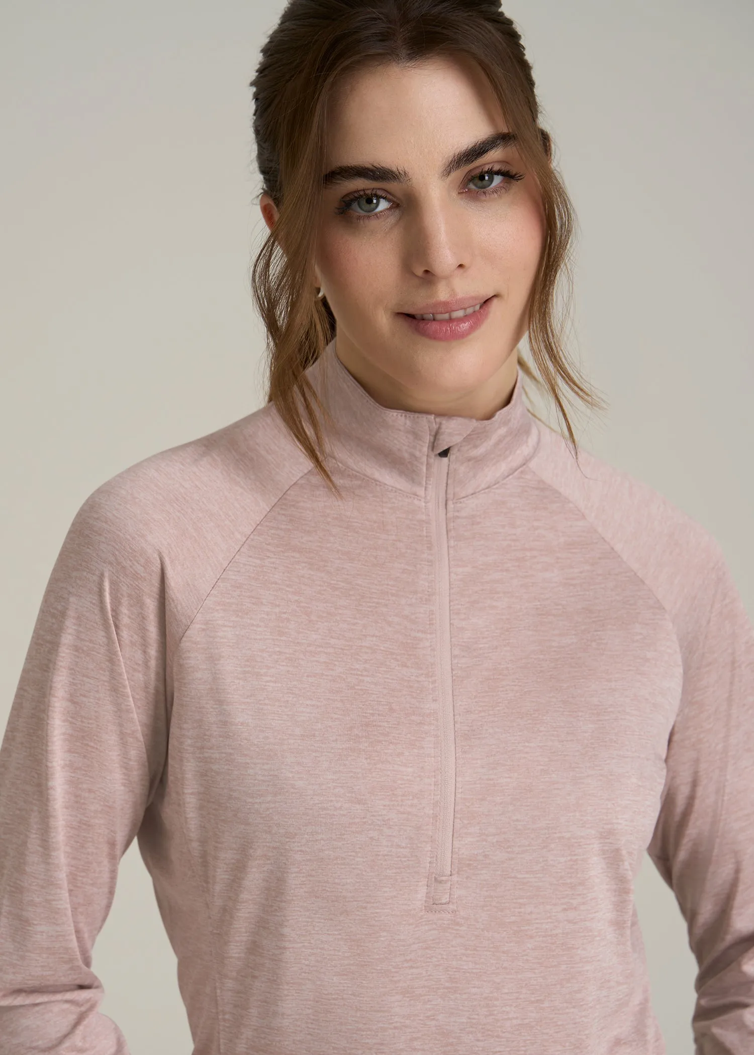 Long Sleeve Active Half-Zip Pullover Jacket for Tall Women in Desert Rose Mix sold by American Tall product image thumbnail 2