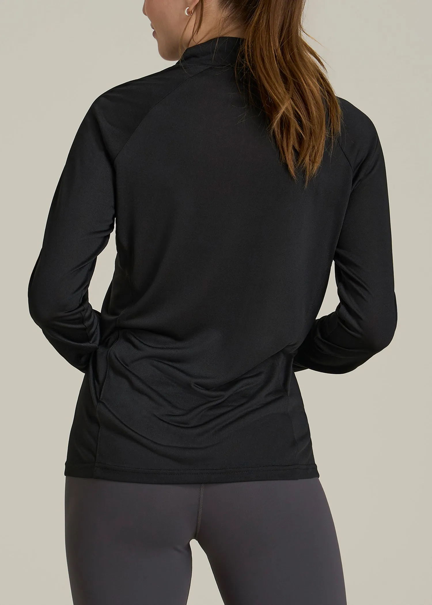 Long Sleeve Active Half-Zip Pullover Jacket for Tall Women in Black sold by American Tall product image thumbnail 5