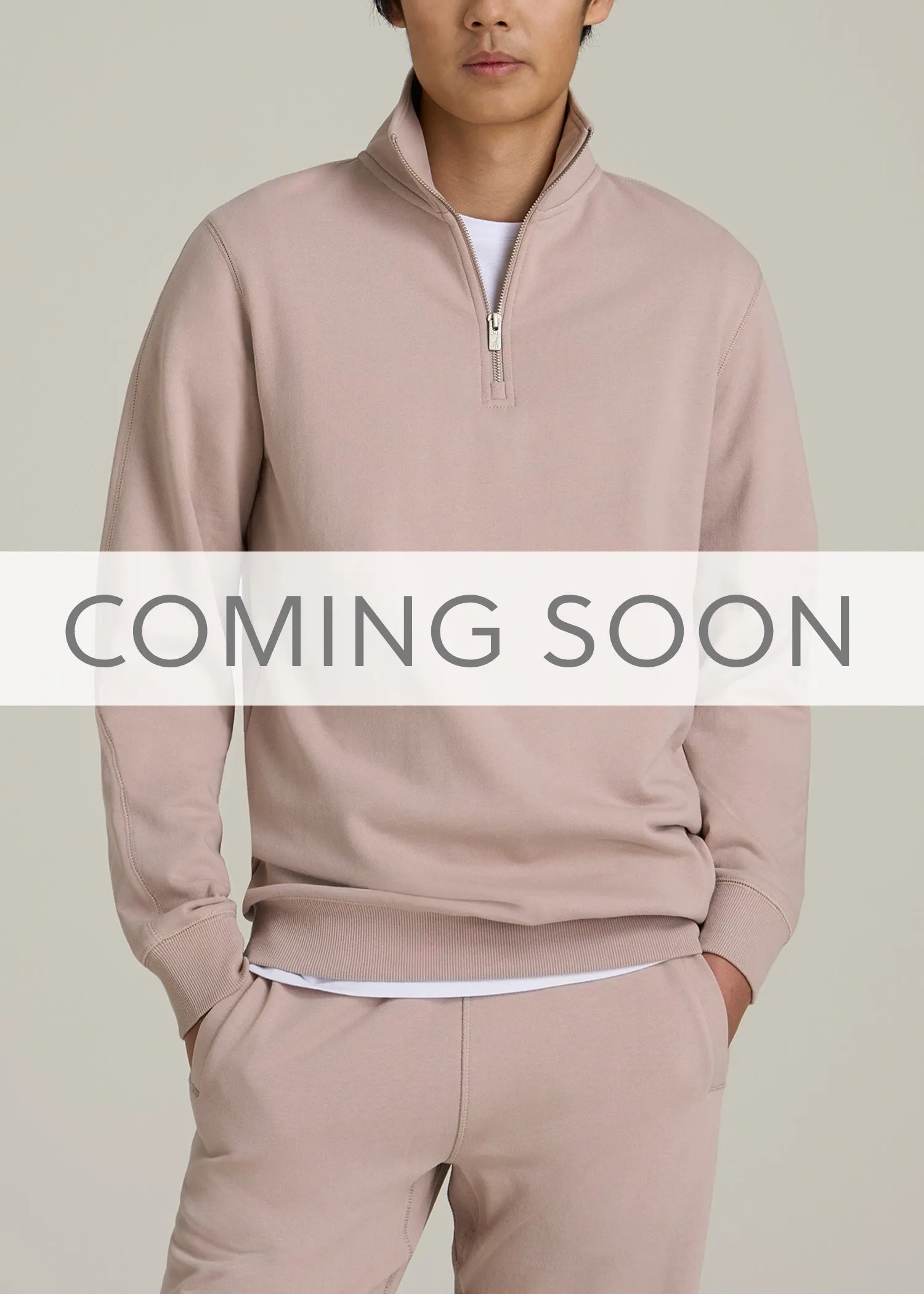 Wearever 2.0 French Terry Quarter-Zip Sweatshirt for Tall Men in Desert Rose sold by American Tall
